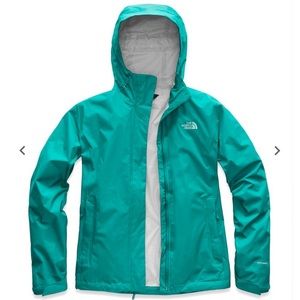 Teal north face rain coat